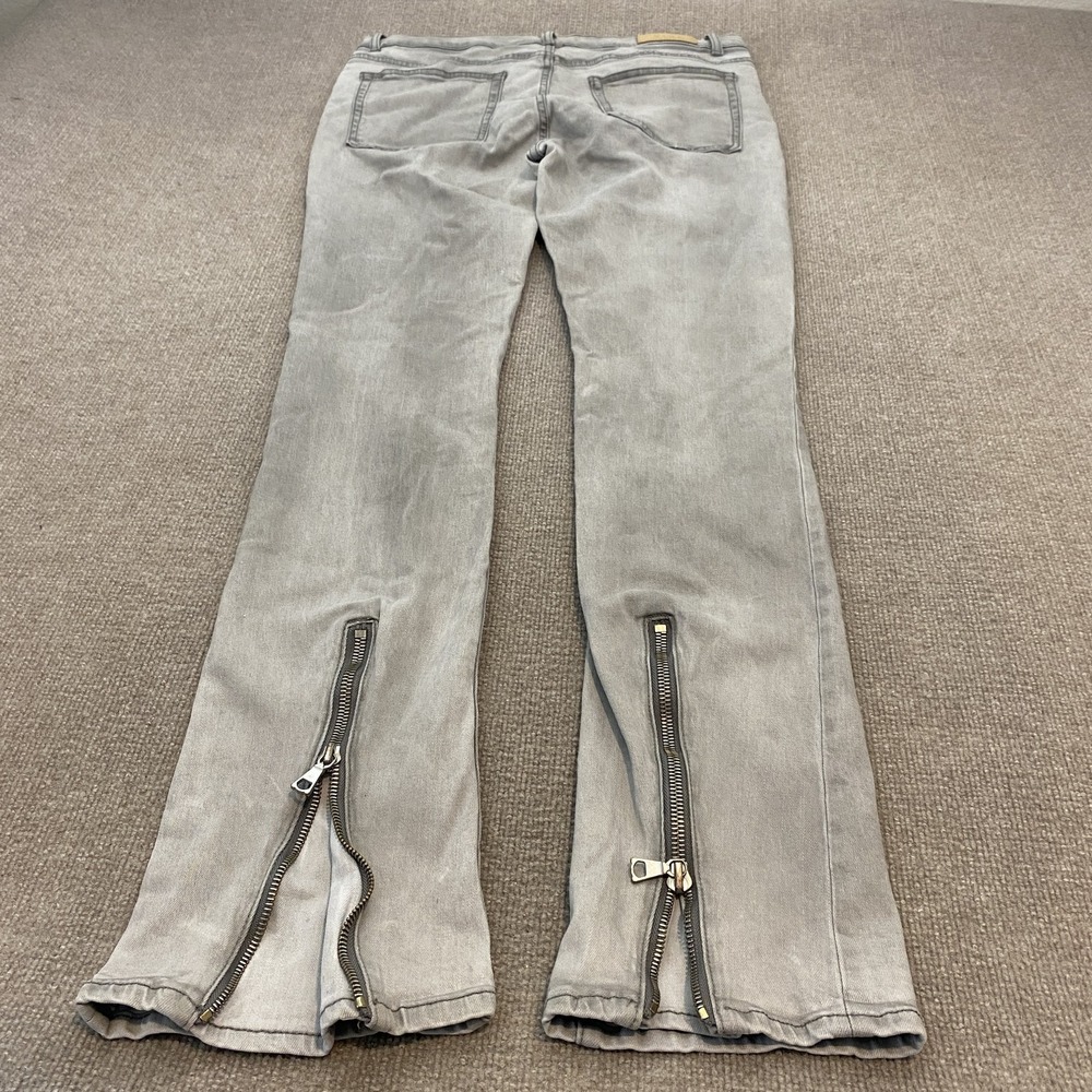 Mnml Jeans Mens 38x36 Gray Light Wash Slim Bootcut Ankle Zip Stretch Denim Flare